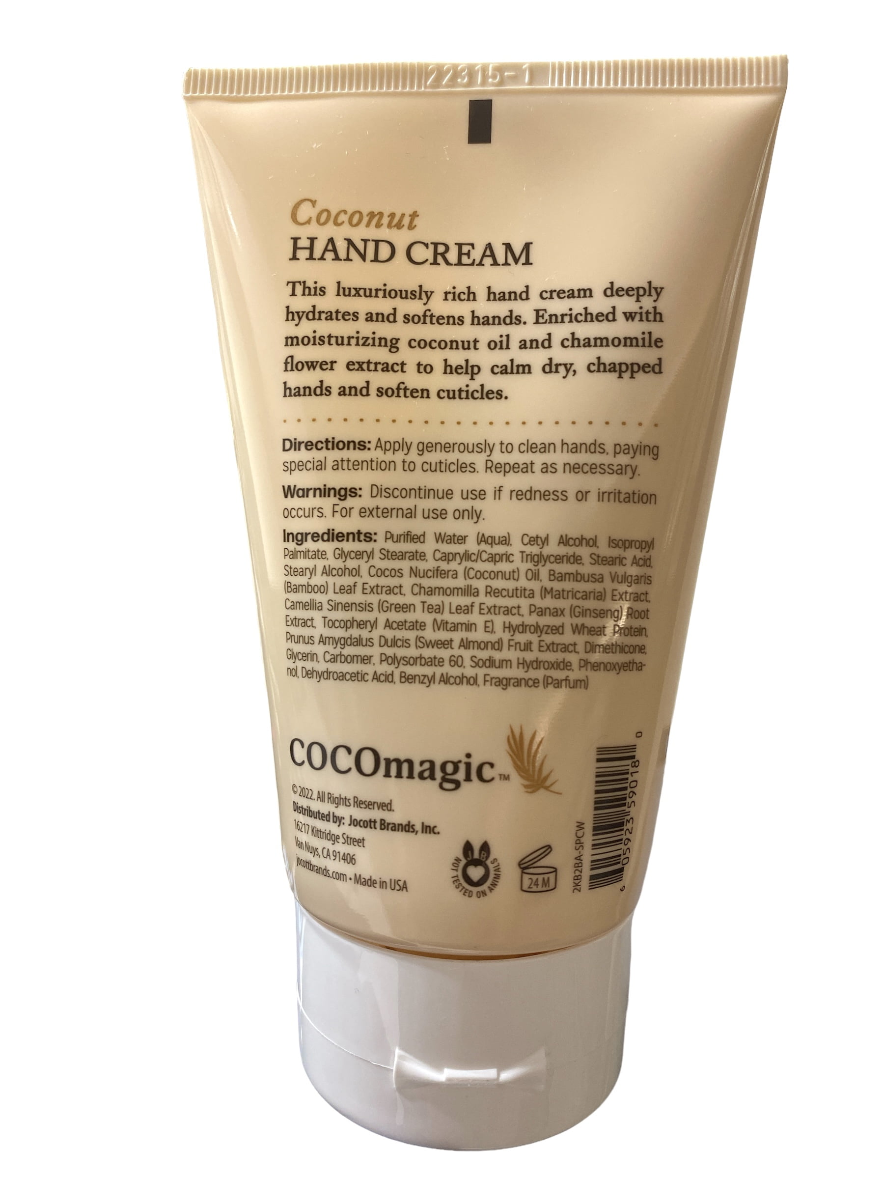 Cocomagic Coconut Hand Cream With coconut oil, sweet almond oil and  chamomile flower extract 4 oz 