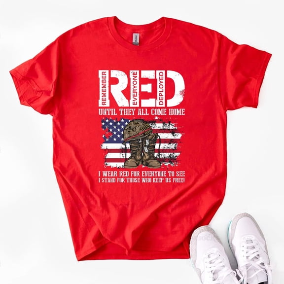 RED Friday T-shirt, Remember Everyone Deployed Shirt, Military Family Gift, Deployment Support Tee, Patriotic Shirt, USA Flag Tee, Veteran Shirt