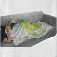 thumbnail image 6 of Abstract Soft Flannel Fleece Blanket, Modern and Cool Design with Big and Small Ombre Circles Artwork Print, Cozy Plush for Indoor and Outdoor Use, 50" x 70", Blue White and Yellow, by Ambesonne, 6 of 6