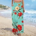 thumbnail image 6 of 2025 Women's Boho Palazzo Pants - High-Waisted Cotton Linen Wide Leg Trousers with Pockets (Floral Print & Retro Loose Fit for Summer), 6 of 9