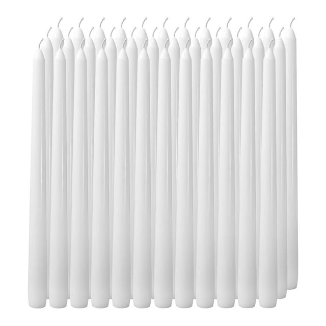 Velas en forma de cono Candlesee blancas de 25 cm, paquete de 36