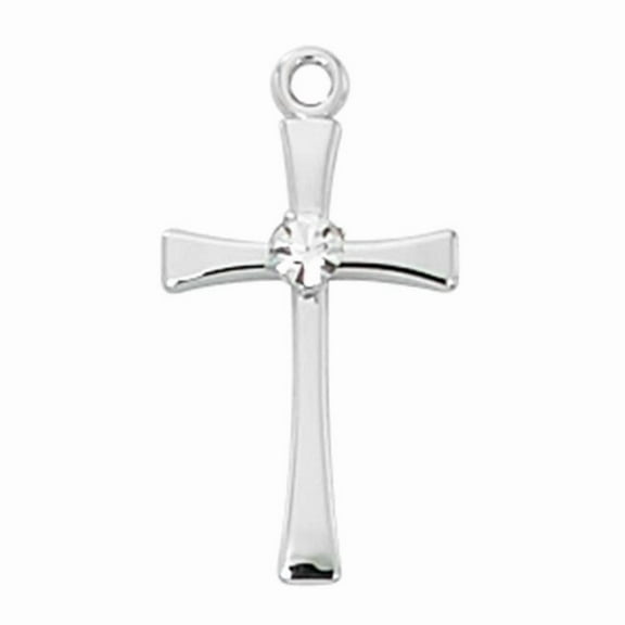 McVan L9208 0.74 x 0.42 x 0.12 in. Sterling Silver Silver Cross with Crystal Medal