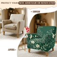 thumbnail image 5 of FKELYI Green Flower Print Stretch Couch Sofa Cover Non-Slip Armchair Slipcover for Home Living Room Office Furniture Protector Washable Loveseat Covers, 5 of 7