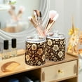 thumbnail image 3 of Yayeee 4 Pack Qtip Holder Bathroom Cotton Swab Canister with Lid Clear Dispenser Set, Brown Floral, 3 of 6