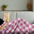 thumbnail image 3 of Abstract Soft Flannel Fleece Throw Blanket, Geometric Diagonal in Pastel Color Girls Style Checked Design, Cozy Plush for Indoor and Outdoor Use, 50" x 70", Fuchsia Pale Pink White, by Ambesonne, 3 of 5