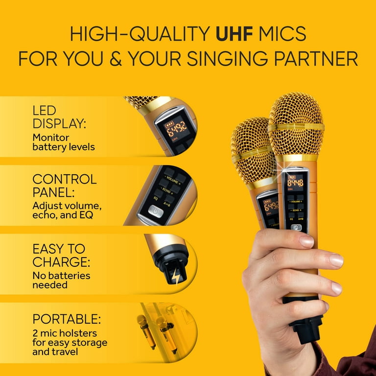 Wireless Dual Microphone System w/ Carry case, 2 PRO Karaoke