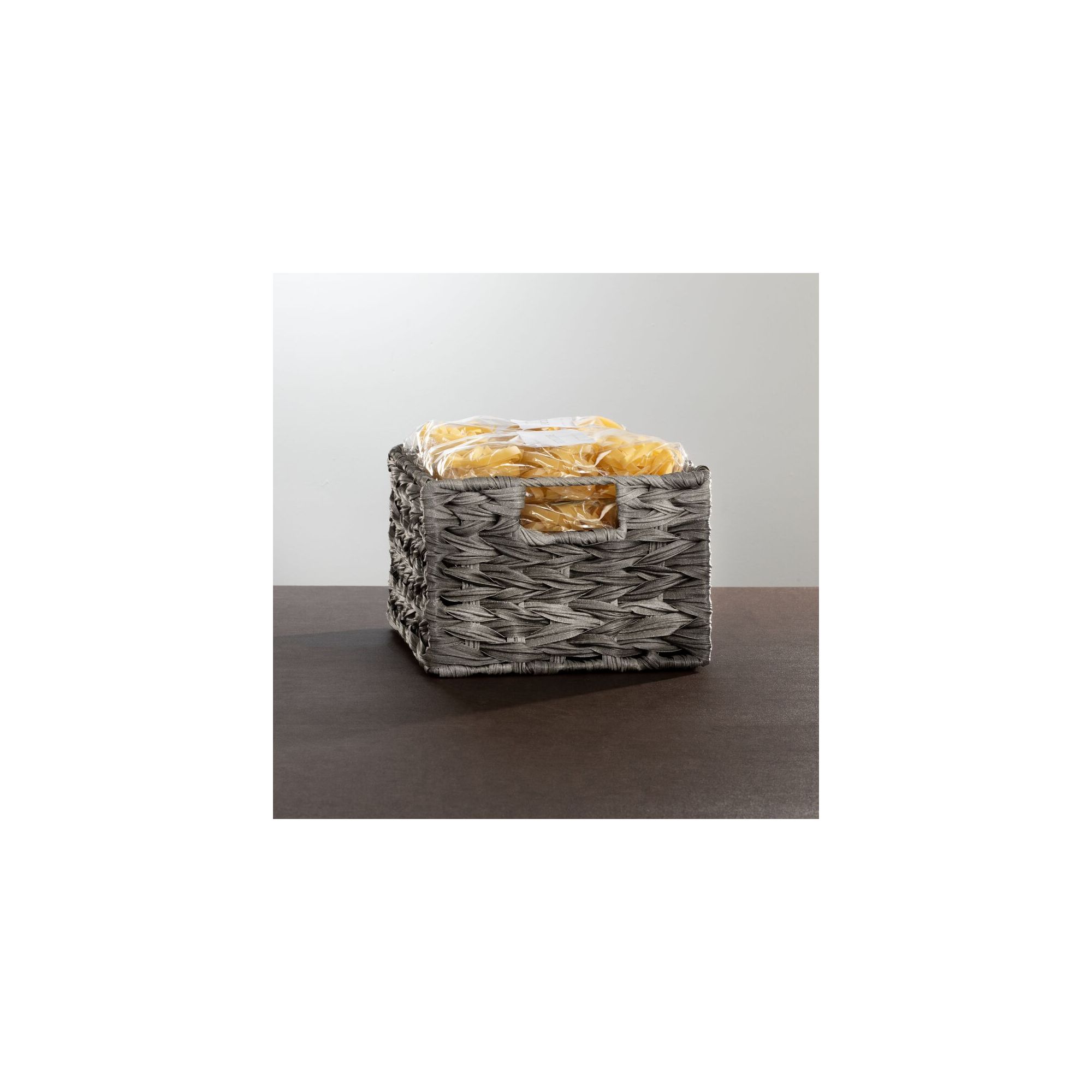 mDesign Woven Farmhouse Pantry Food Storage Bin Basket Box - 3 Pack - Gray Ombre