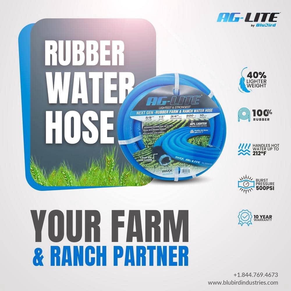 Blubird Ag-Lite 1 Inch X 6 Ft. Rubber Lead In Water Hose