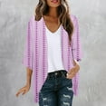 thumbnail image 2 of SELONE Long Cardigans for Women 3/4 Sleeve Regular Open Front Cardigans Without Hoodie Striped Lightweight Beach Vacation Wear Pink 2XL, 2 of 5
