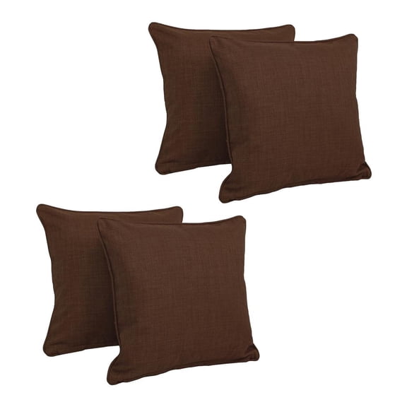 18-inch Double-corded Solid Outdoor Spun Polyester Square Throw Pillows with Inserts (Set of 4) 9810-CD-S4-REO-SOL-10