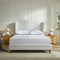 thumbnail image 2 of Miniyam 54" High Queen Size Upholstered Bed with Wingback Headboard for Adult, Ivory White, 2 of 7