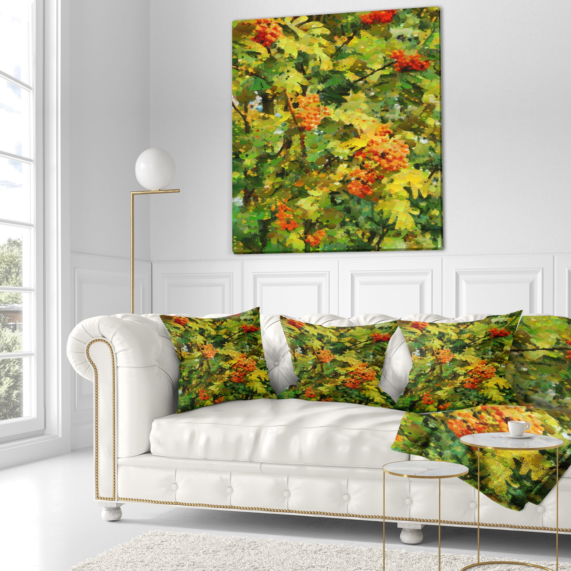 Designart Floral Pattern with Palette Knife - Flower Throw Pillow - 16x16