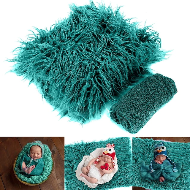 Granjero Gordo Accesorios para fotos de bebés recién nacidos, manta mullida + juego de manta ondulada, tapete para fotografía de bebés pequeños, sesión de fotos de bebés hecha a mano