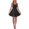 thumbnail image 1 of Vestido de tanque INSPIRE CHIC para mujer, sin mangas de cuero sintético, vestido mini en línea A, talla XS, negro, 1 of 6