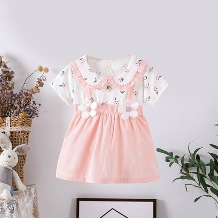 

Clearance Sale Dihao Dresses for Toddler Girls 1-4 Years Summer Baby Girl Dress Printed Princess Cotton Short Sleeve Dress Children s Dress Little Princess Cute Dress