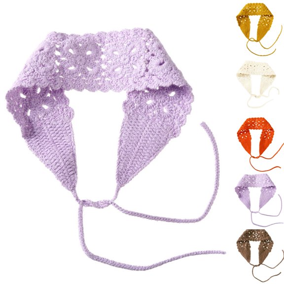 HAJWOH Women Crochet Headbands Boho Knitted Floral Elastic Hairband Vintage Head Wrap Hair Accessories