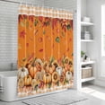 thumbnail image 6 of Yellow Orange Pumpkin Fall Shower Curtain, Waterproof Shower Curtains for Bathroom, Thanksgiving Plaid Botanical Floral Washable Fabric Bathtub Curtain Set Bath Decor with 12 Hooks 72"x78", 6 of 8