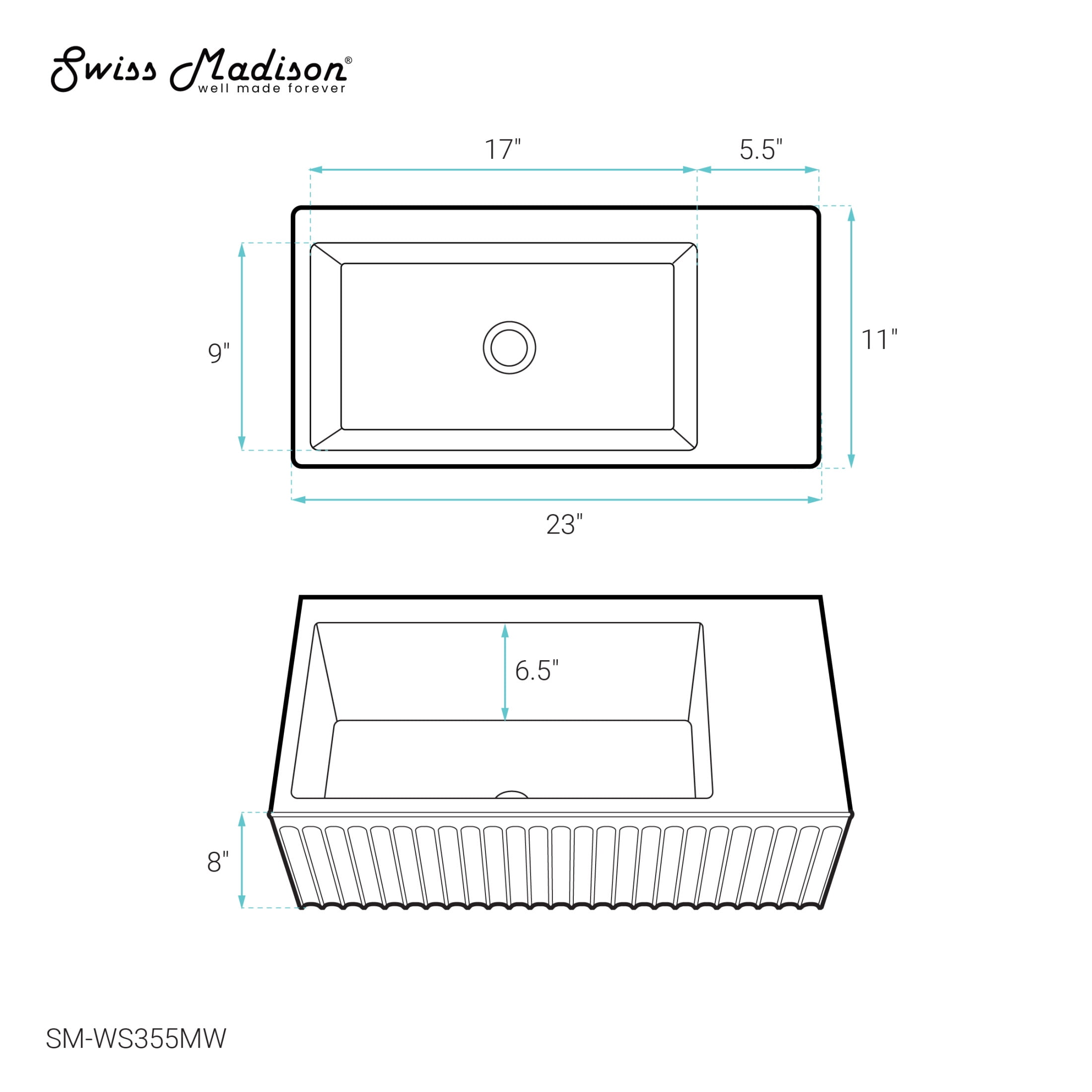 Delice 24" Rectangle Wall-Mount Bathroom Sink in Matte White