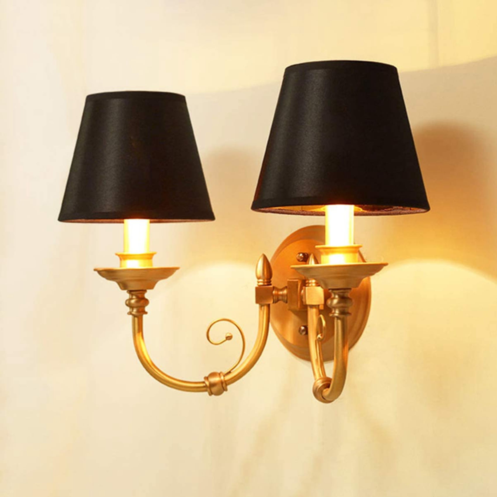 12X Black Lamp Shades with Gold Lining Clip on Light Shades Candle Chandelier Lampshades
