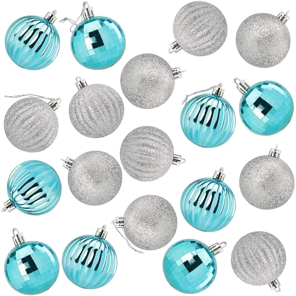 ZYLER- 48 Pcs Mini Christmas Ball Ornaments, Blue Hanging Tree Décor For Holiday 1.5”