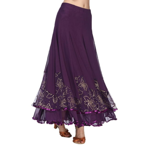 Elegante de Baile de Salón - Lentejuelas de Baile Latino Larga de Swing Vestidos de Danza Del Vientre , Púrpura, como se describe