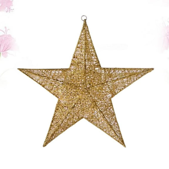 LOLIPPYY 30cm Golden Iron Christmas Star Hanging Decoration Pendant for Tree Wall Door Holiday Party Celebration