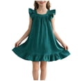 thumbnail image 2 of JDQJBZ Baby Girl Sleeveless Dress Ruffle Hem Large Bow Back Summer Party Outfit, 2 of 5
