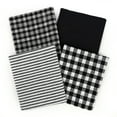 thumbnail image 3 of Black & White Assorted Homespun Plaid Gingham Homespun Cotton Fabric Bundle - Set of 4 Fat Quarters by JCS, 3 of 4