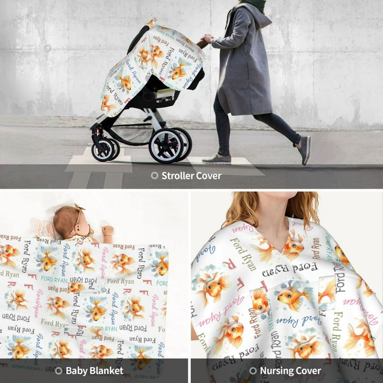 Personalized Baby Car Seat Cover Canopy with Name for Girls Boys