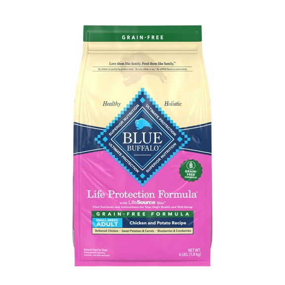 Blue Buffalo Life Protection Formula with Chicken and Potatoes Natural Grain Free Small Breed Adult Dry Dog Food 4 lbs.