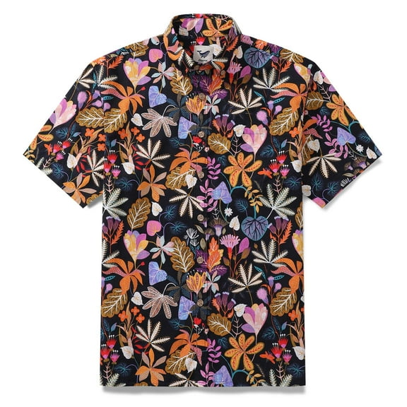 1950s Floral Hawaiian Shirt For Men Gardenia Cotton Button-down Short Sleeve Print Shirt Gardenia By Rachel Parker