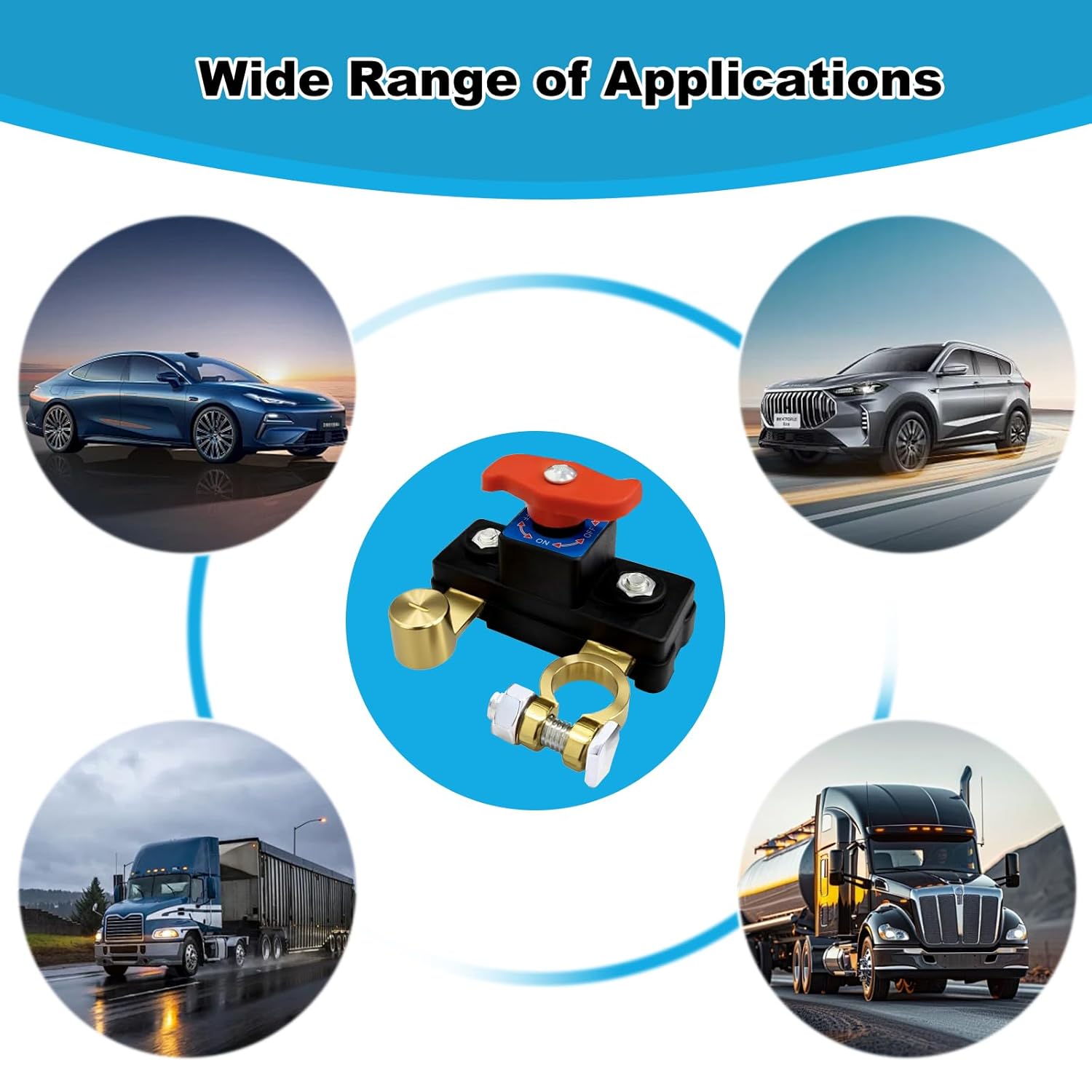 Car Battery Power Cut-Off Switch Breaker, Pure Copper Stable Transmission High Conductivity Disconnect Switch Smart Battery Disconnect for Car Truck Boat Rv Supplies