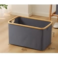 thumbnail image 1 of Gray collapsible laundry basket ideal as collapsible storage basket natural bamboo fabric collapsible basket storage collapsible laundry bin flat laundry basket, 1 of 5