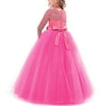 thumbnail image 3 of FYMNSI Girls Dresses Toddler Kids Lace 3/4 Sleeves Floral Princess Dress Wedding Party Formal Evening Long Gown 5-6 Years Rose, 3 of 8