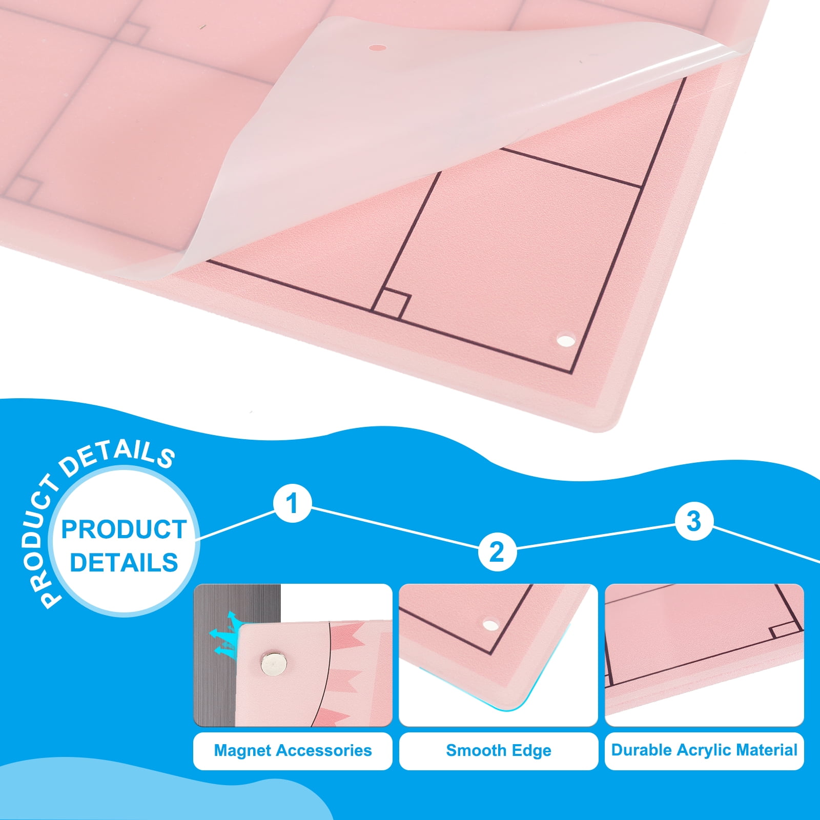Uxcell Acrylic Magnetic Calendar for Fridge 16"x12", Weekly with Markers, Deep Pink