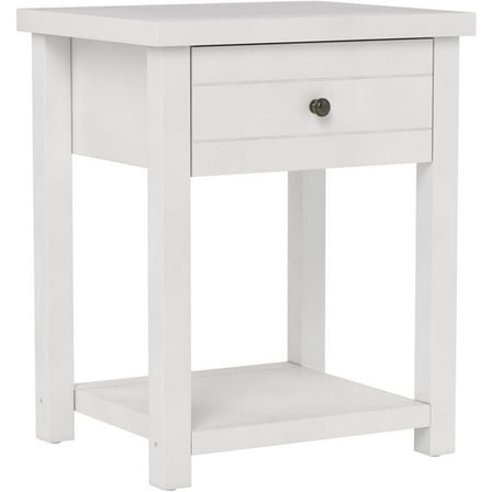 Bowery Hill Modern 1 Drawer Wood Accent Table in Matte White