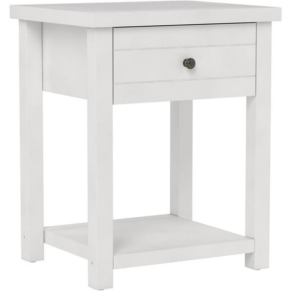 Bowery Hill Modern 1 Drawer Wood Accent Table in Matte White