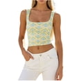 thumbnail image 2 of LEKWK Tank Tops for Women Trendy Square Neck Sleeveless Printed Crop Tops Lightweight Slim Fit Comfy Y2K Cami Shirts Summer Fashion Going Out Outfits, 2 of 6