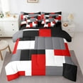 thumbnail image 1 of Erosebridal Geometric Sqare Bedding Queen Size,Abstract Artwork Comforter Sets with Sheets,Black Red Bedding Sets Queen Size,Ultra Soft Rectangle Room Decor,Reversible,7 Pieces, 1 of 6