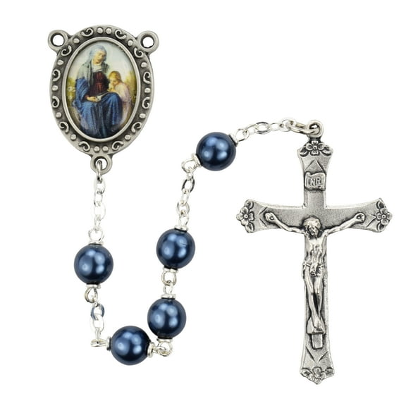 McVan R183DF 6 mm St.Anne Cross Rosary Set - Blue