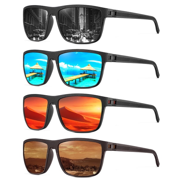 Paquete de 4 Lentes de Sol Clásicos NSSIW Polarizados para Hombre con Protección UV400