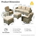 thumbnail image 6 of XIZZI 8-Piece Outdoor Patio Sectional Furniture Sets, Wicker Patio furniture with Swivel Chairs, Waterproof Outdoor Conversation Set for Backyard, Beige, 6 of 9