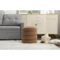 thumbnail image 5 of Round Ottoman Storage Box, Velvet Pouffe Footstool 18.5'' Padded Stool Seat, Wooden Frame Footrest Vanity Stool for Makeup Room Bedroom Living Room Balcony(Coffee), 5 of 9