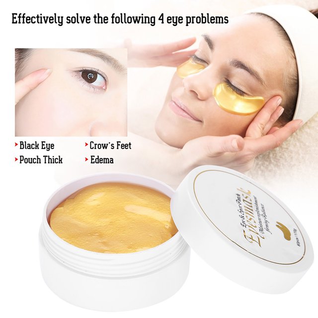Parches dorados para los ojos, máscara de ojos de colágeno profundamente hidratante de molécula pequeña, 60 piezas antienvejecimiento para reducir las líneas finas y eliminar