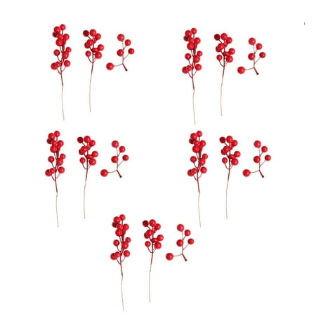 

Artificial Berries 15pcs Christmas Artificial Berries Stems Christmas Ornaments Decoration Simulation Berries Picks for Garland Gift DIY Craft (Mixed Style Red)