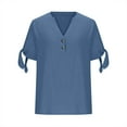 thumbnail image 6 of Uaswgudfs Split Sleeve Women's Blouses​ - V-Neck Button Front & Cotton Blend Short Sleeve for Trendy Summer Comfort, 6 of 6