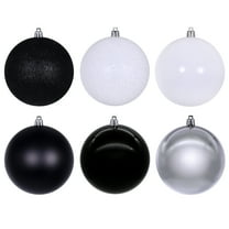 Vickerman 3" Black, White, and Silver Ornament Assortment, 24 per box.