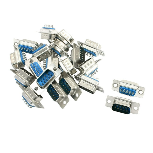 Unique Bargains 20 Pcs Convertisseur de Remplacement DB9 Adaptateur de Type à Soudure Mâle Bleu