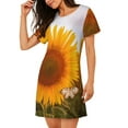 thumbnail image 2 of Wukai butterflies flying near sunflower in field Print Women's Loose Short Sleeve Nightgown, Soft Sleep Dress for Comfortable Relaxation, Casual Lounge Wear, 2 of 6