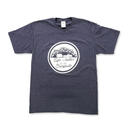 Life is Better at The Campsite Navy Blue T-Shirt Soft Cotton Blend, Comfortable Material, Great for a Gym Shirt - XXL